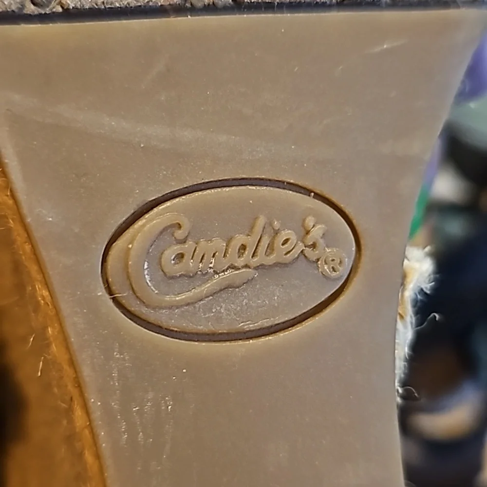 Candie's Camimi black wedge Jean material size 10 - Picture 7 of 9